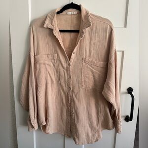 Broken Record Button Down - Peach Blush - Size Small